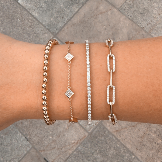 14k Solid Gold Signature Tennis Flex Bracelet