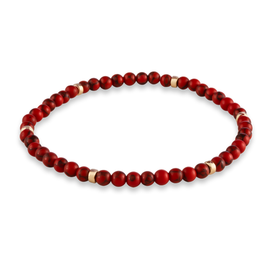 Gold-filled bracelet with a bold red agate center stone and sun disc accent, from the GOLD CLUB Red Agate Collection.