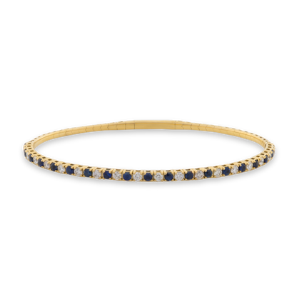 14k Solid Gold Sapphire & Diamond Flex Bangle