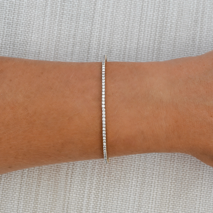 Signature Flex Bangle from Gold Club by Shannon Hudson with a lab-grown diamond set in gold-filled design