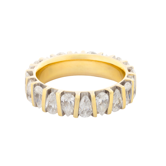 The Architectural Bar Eternity Band. Pear shaped diamonds in a unique 15k solid gold setting