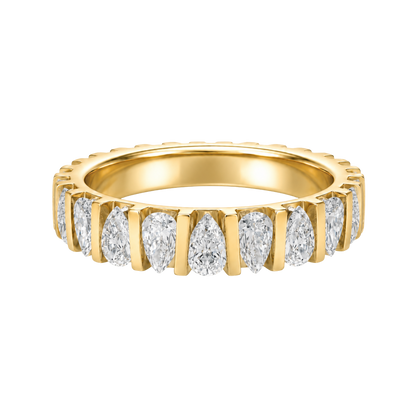 The Architectural Bar Eternity Band by Gold Club Jewelry House. pear shaped diamond eternity band