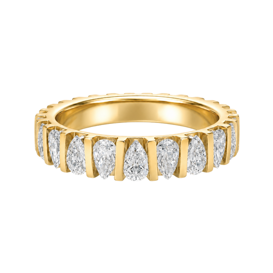 The Architectural Bar Eternity Band by Gold Club Jewelry House. pear shaped diamond eternity band