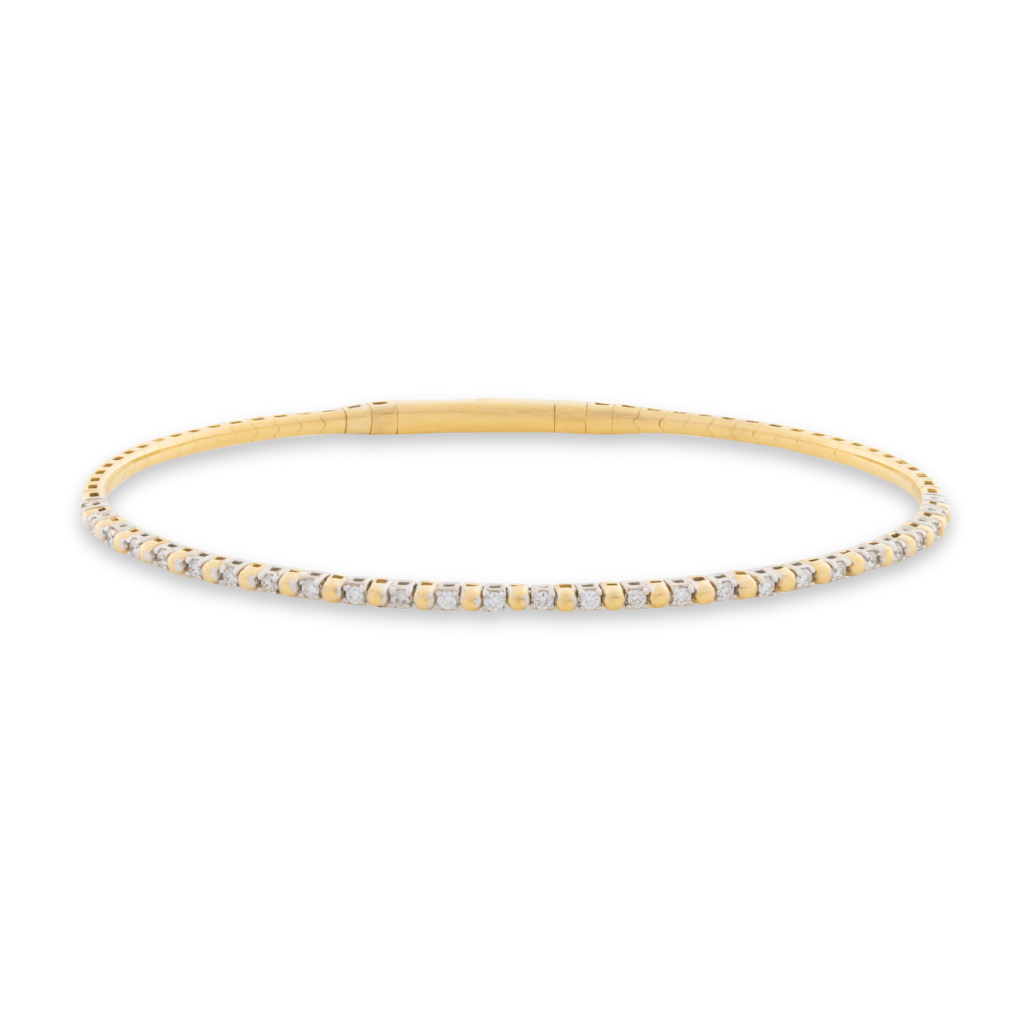 14k Solid Gold Diamond Line Flex Bangle