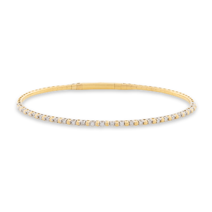 14k Solid Gold Diamond Line Flex Bangle
