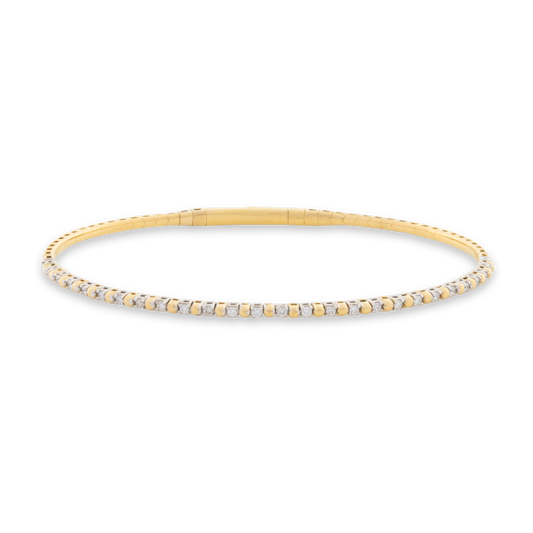 14k Solid Gold Diamond Line Flex Bangle