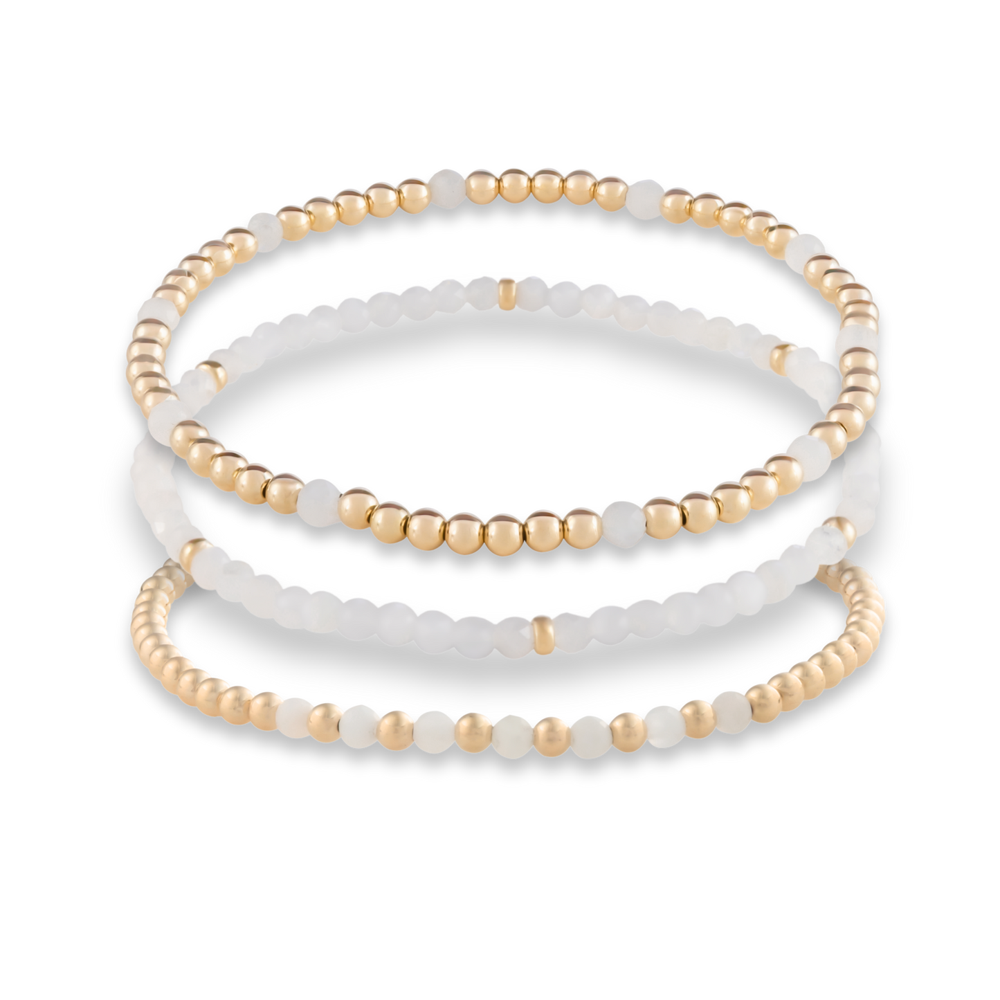 White Moonstone Signature Stack with 5 bracelets by Gold Club