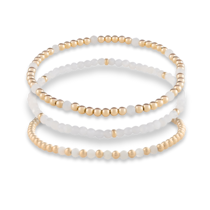 White Moonstone Signature Stack with 5 bracelets by Gold Club