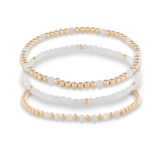 White Moonstone Signature Stack with 5 bracelets by Gold Club