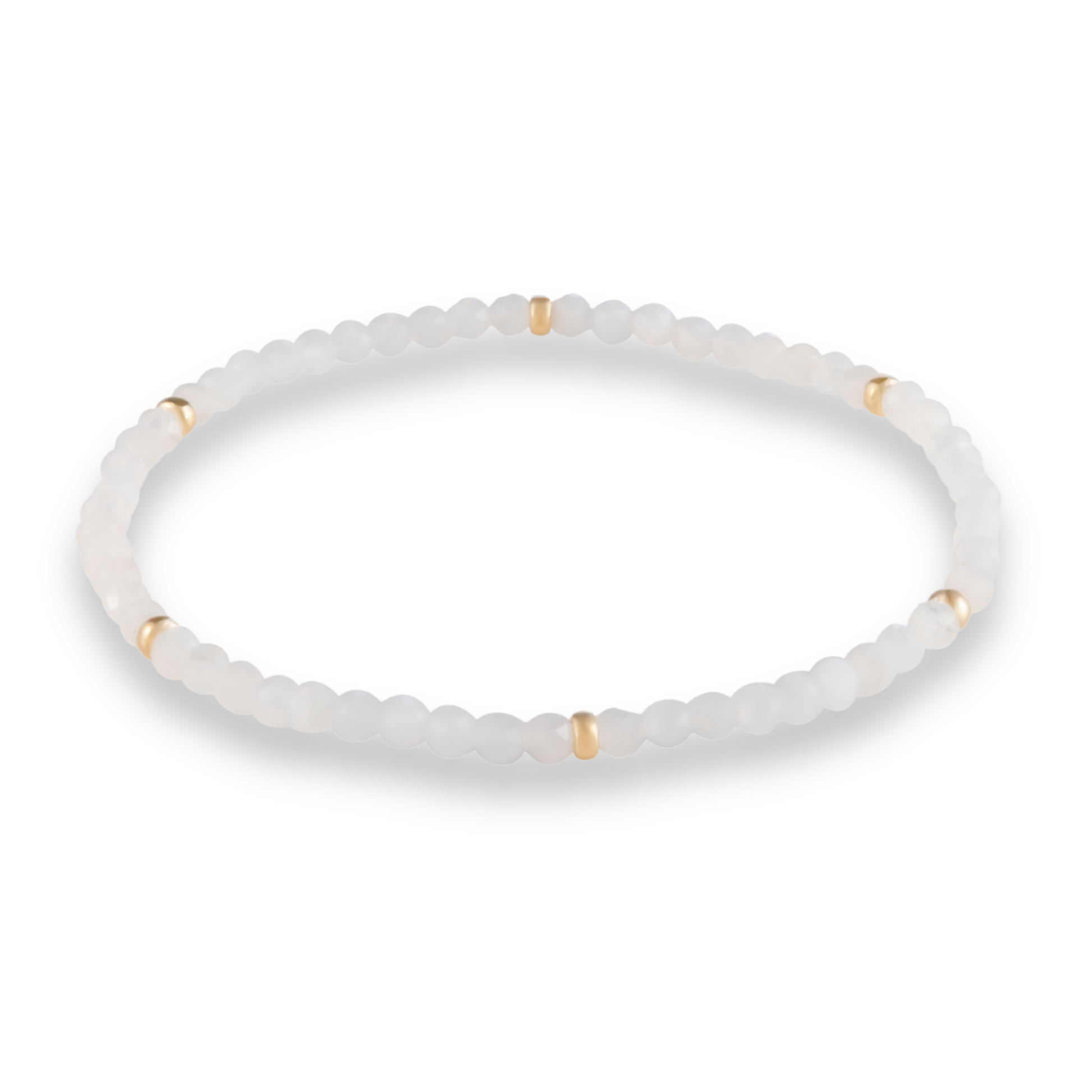 White Moonstone and gold-filled rondelle bracelet by Gold Club
