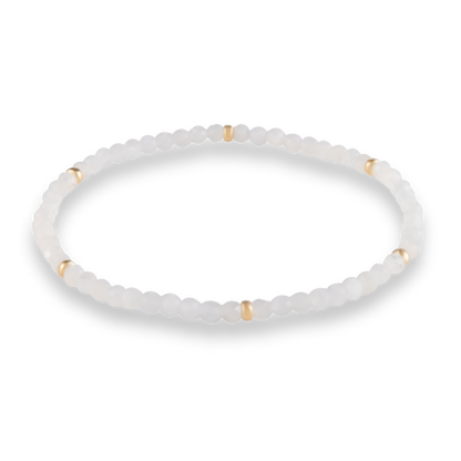 White Moonstone and gold-filled rondelle bracelet by Gold Club