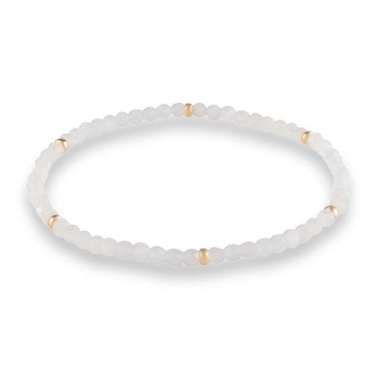 White Moonstone and gold-filled rondelle bracelet by Gold Club